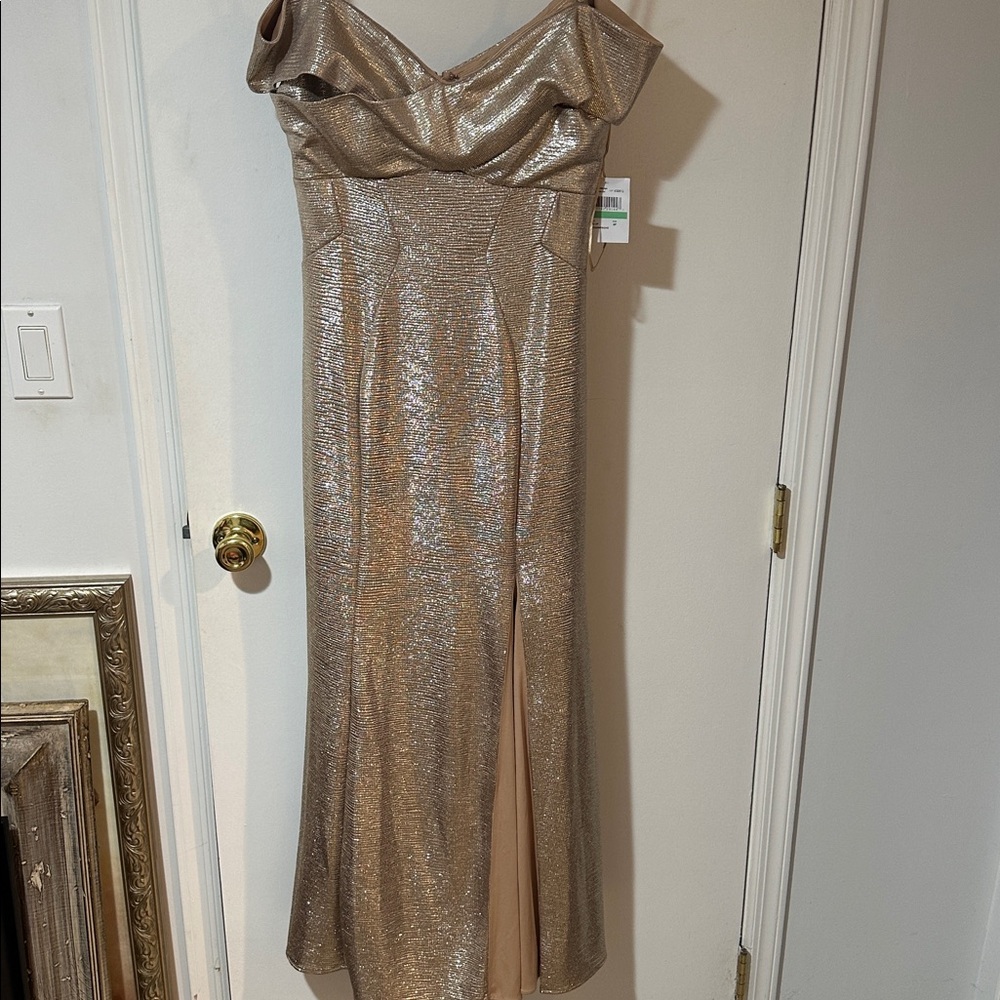 Night Way Collections Strapless Gold Dress
